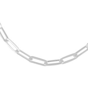 Italian Sterling Silver Diamond Cut Paperclip Necklace 18 Inches 9.60 Grams